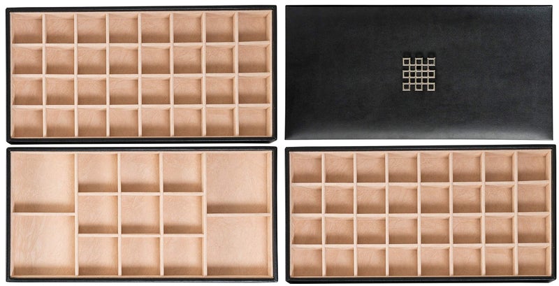 Glenor Co Earring Organizer Tray - 3 Large Stackable Trays with Lid -77 Slot Classic Jewelry Storage Display Case for Drawer or Dresser - Holder for Earring Ring Necklace or Cufflinks - Image 3